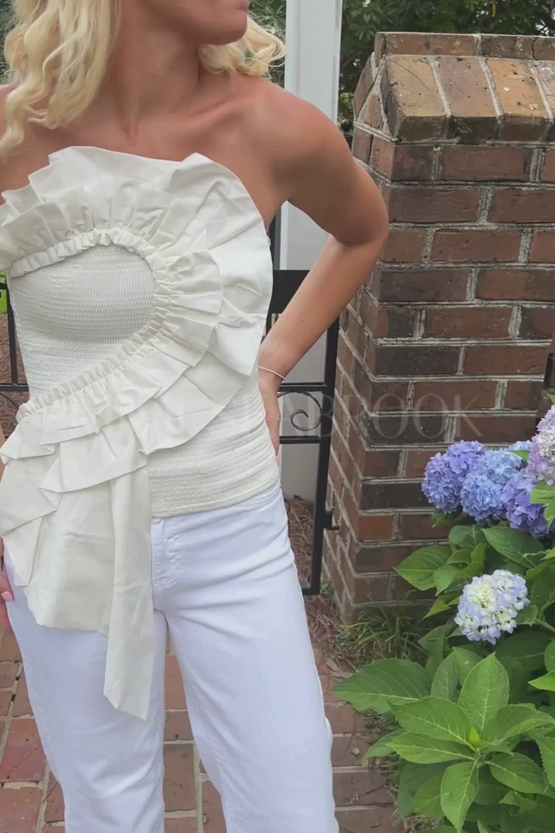 White Smocked Top by Farm Rio