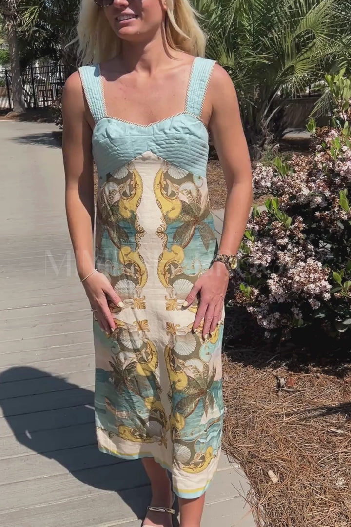 Royal Sea Multicolor Sleeveless Maxi Dress by Farm Rio