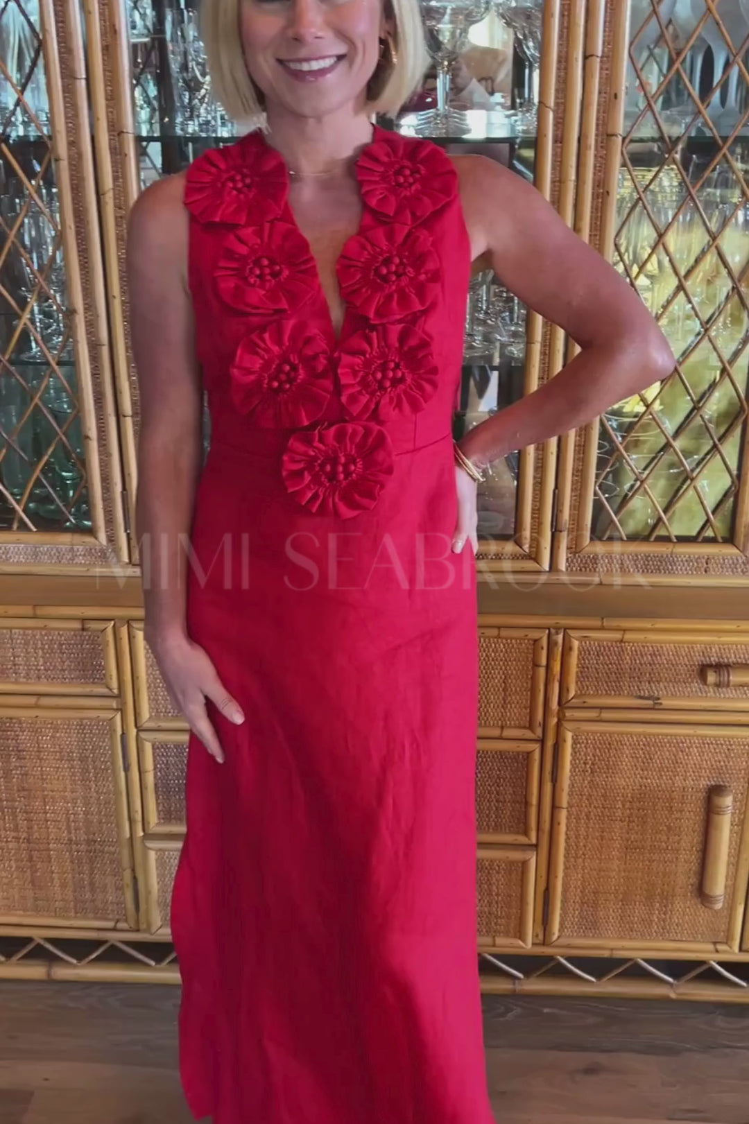 Red Sleeveless Midi Dress by Farm Rio