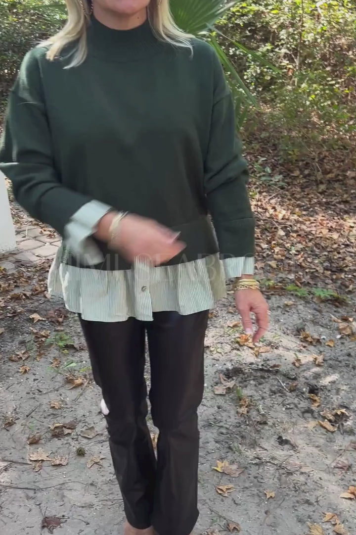 Candler sweater top, hunter green
