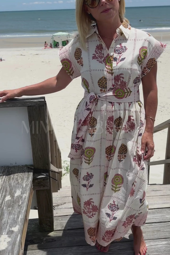 Belted Shirt Dress, Taormina Cream by Oliphant