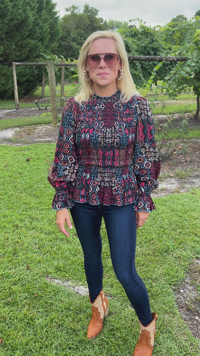 Jackson top by King + Pitt, aztec print