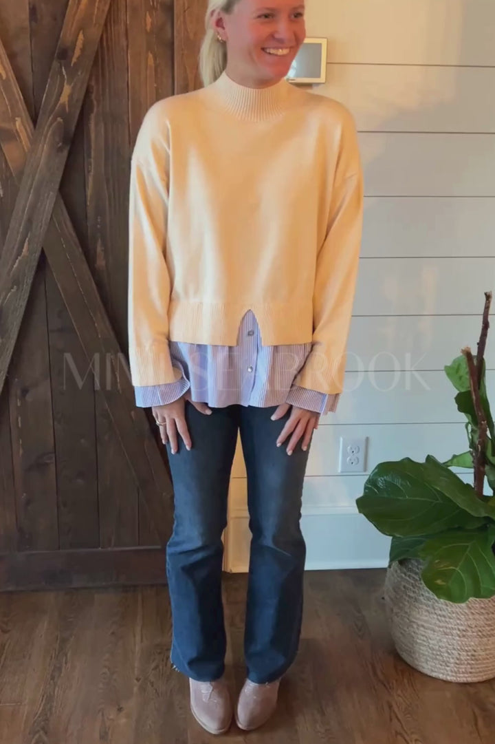 Candler sweater top, ecru