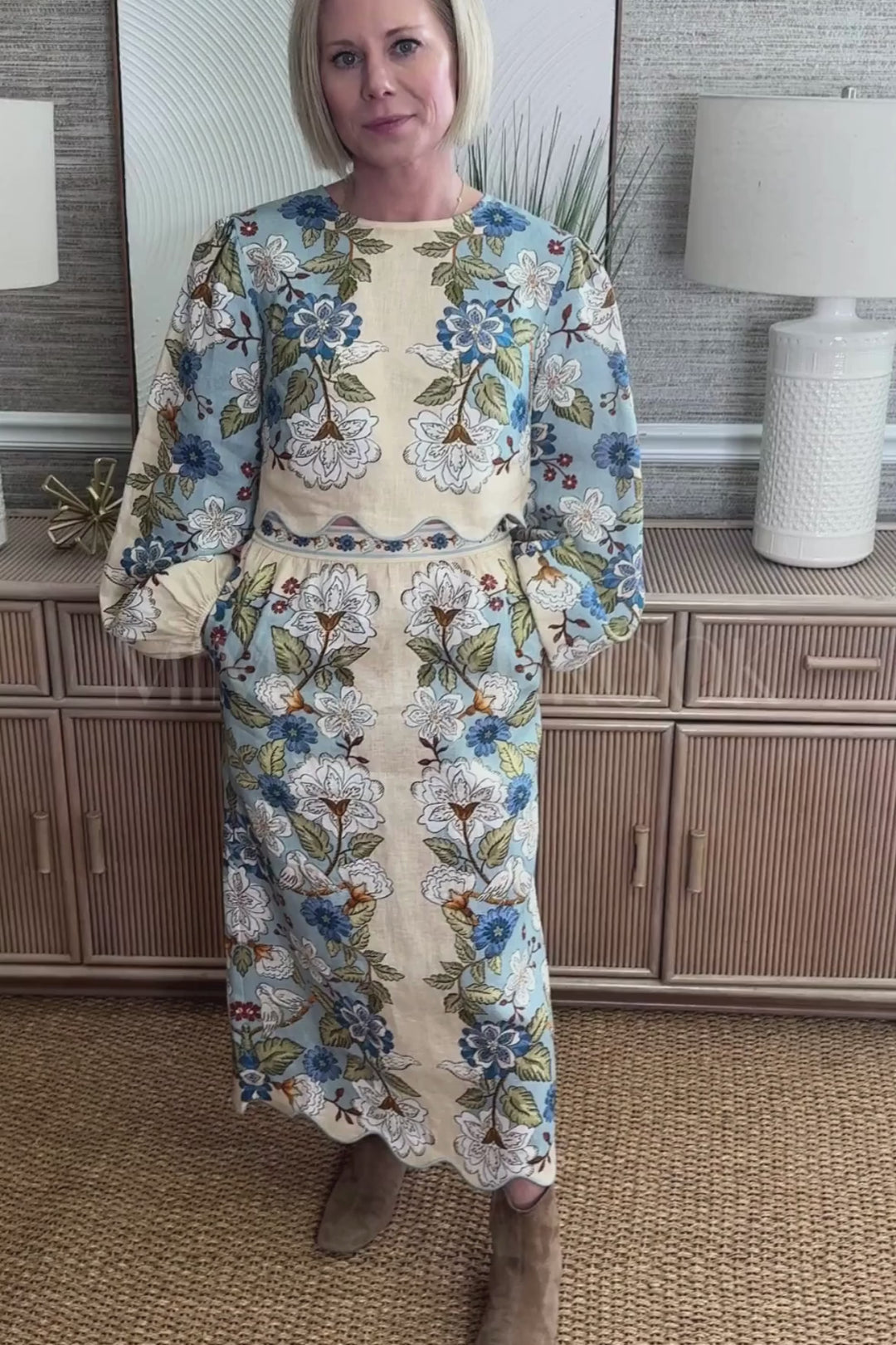 Garden Scarf Blue Midi Skirt by Farm Rio