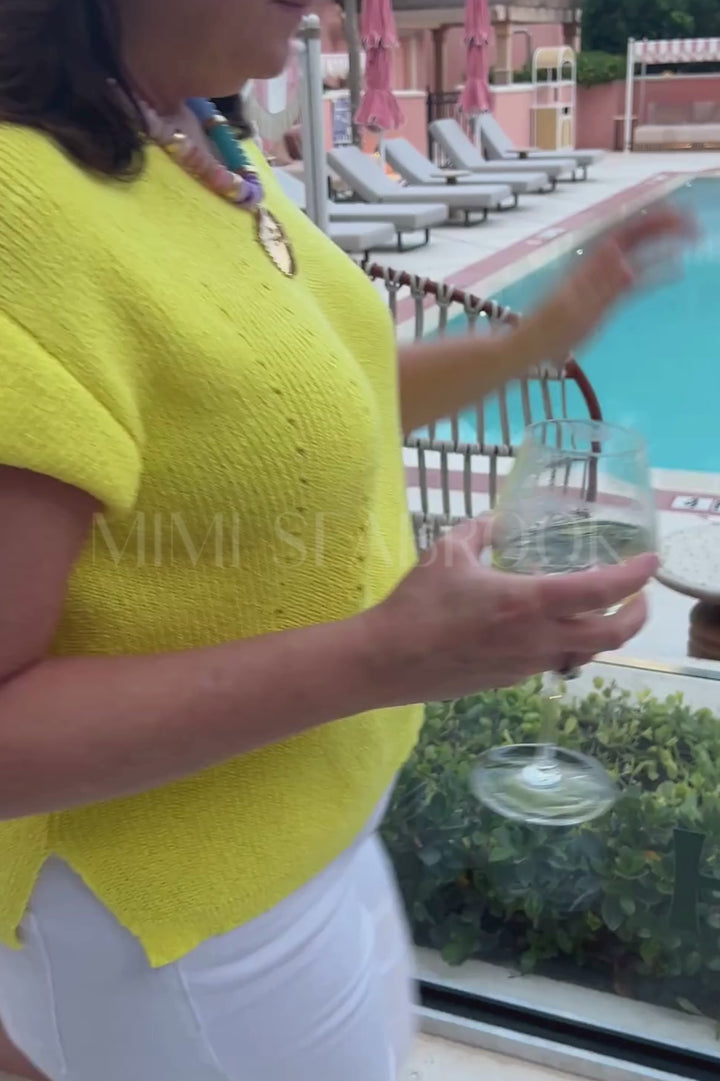 Sidney knit top, neon yellow