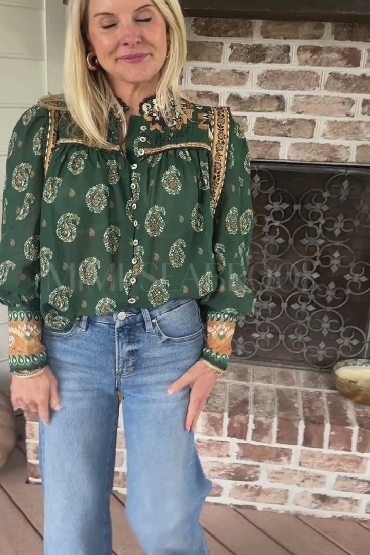 Tayla Green Blouse by Farm Rio