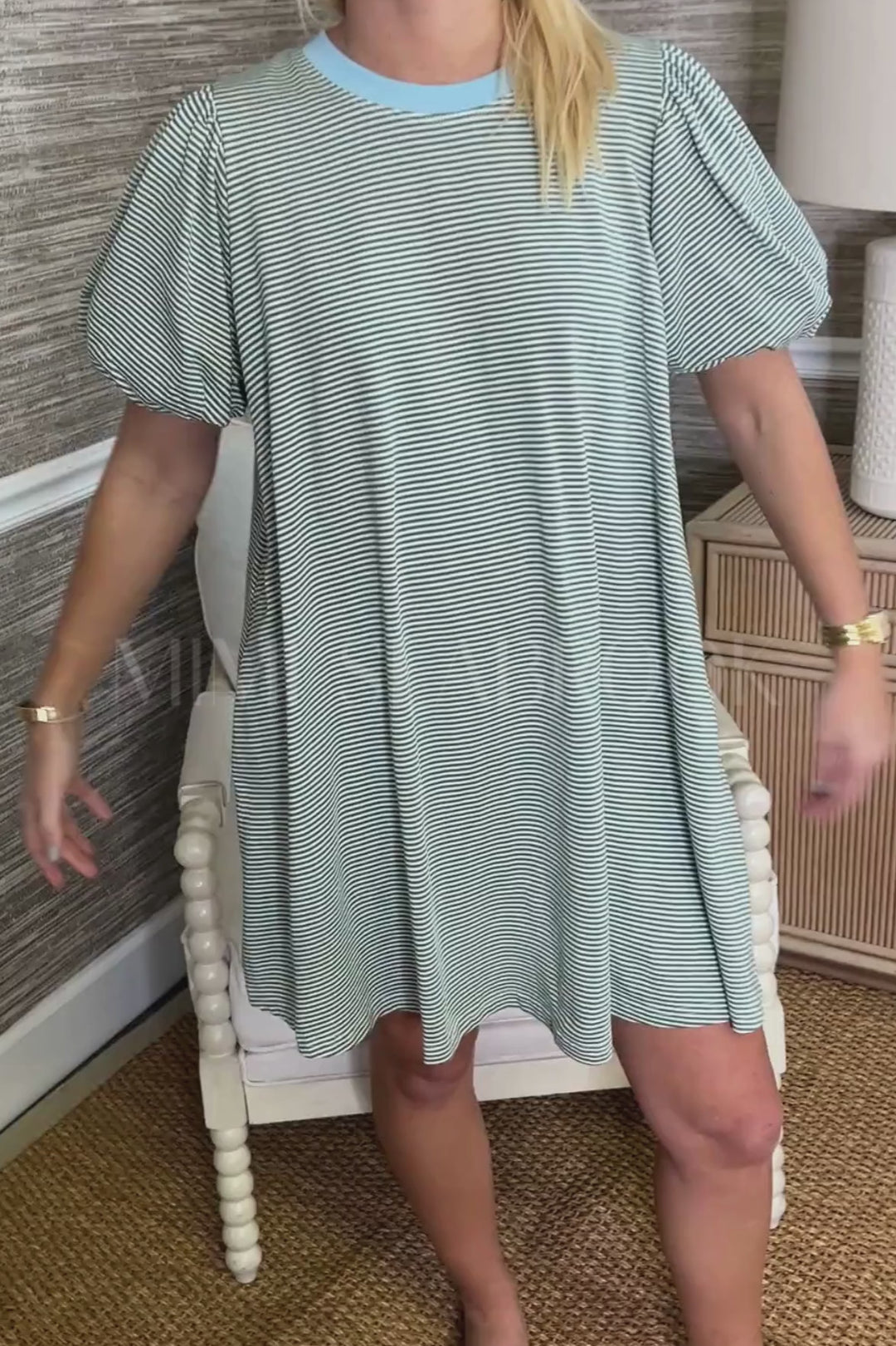 Cadwell dress, pistachio/sky