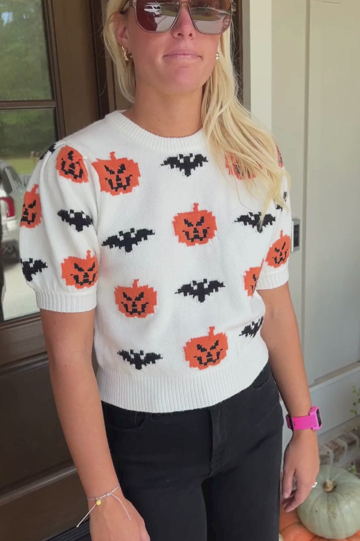 Halloween short sleeve sweater