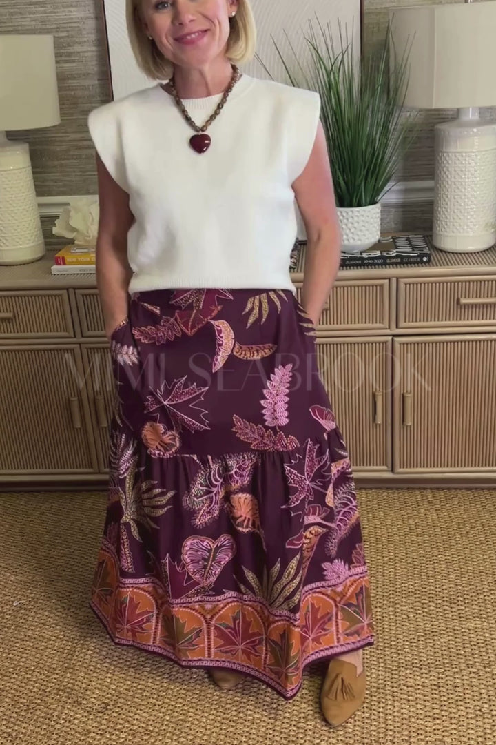 Ada skirt, wine flora print