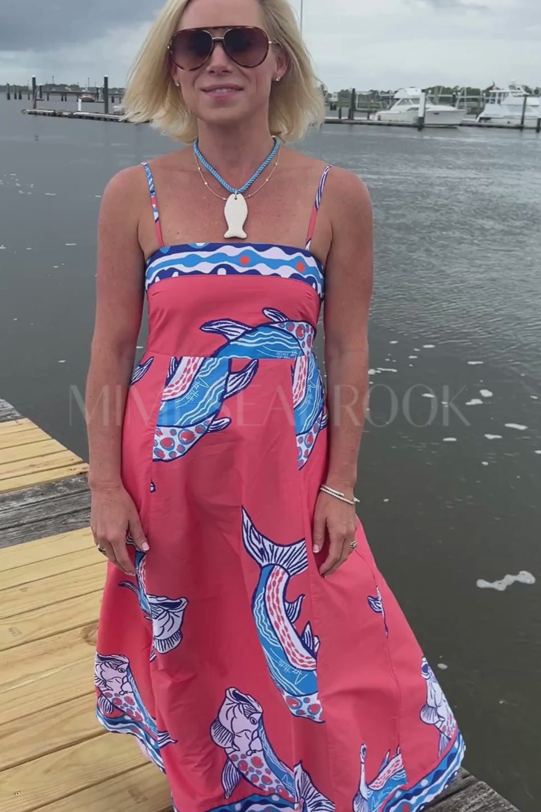 Exumas Dress by King + Pitt, sunset tarpon print