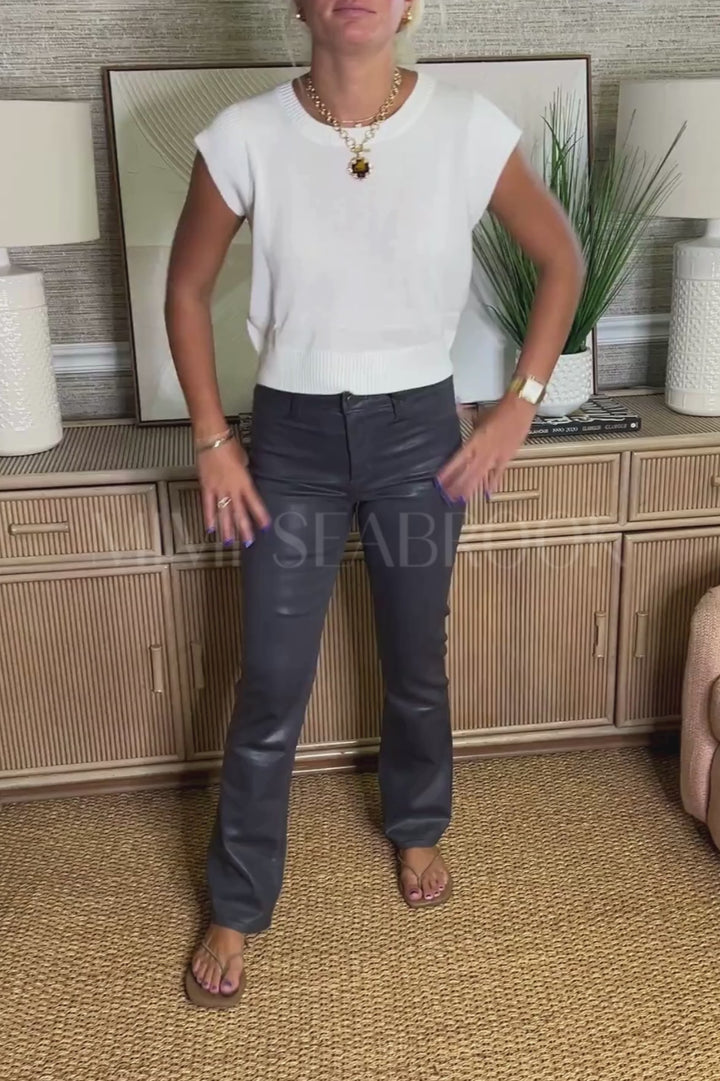 Nicole coated denim jeans, charcoal