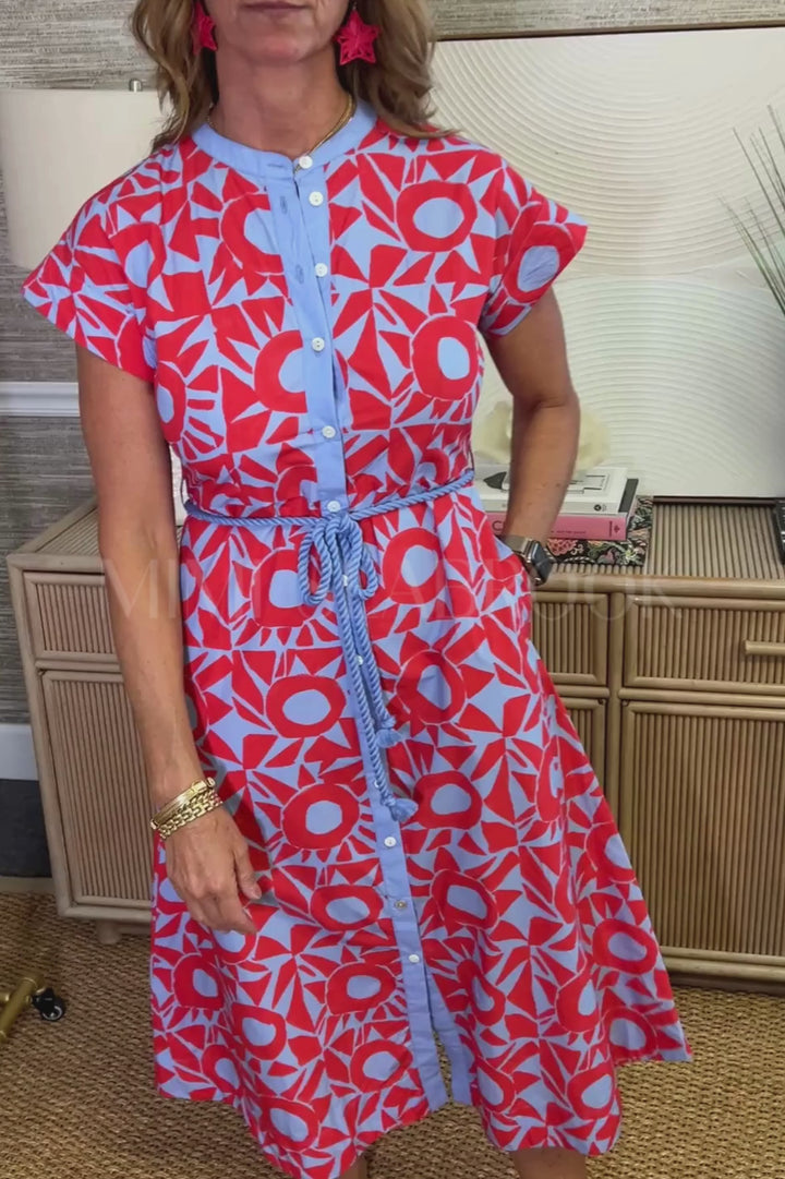 Cap Sleeve Shirt Dress, Eclipse Red by Oliphant