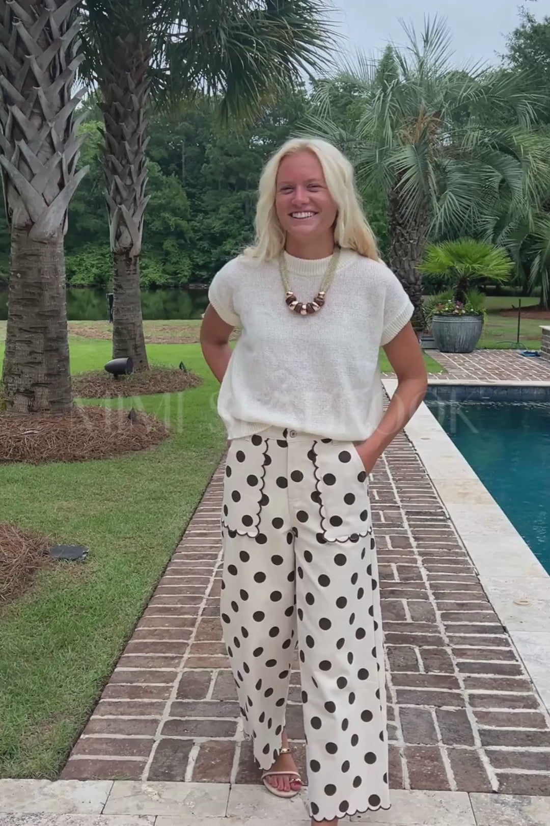 Bertram polka dot pants, brown