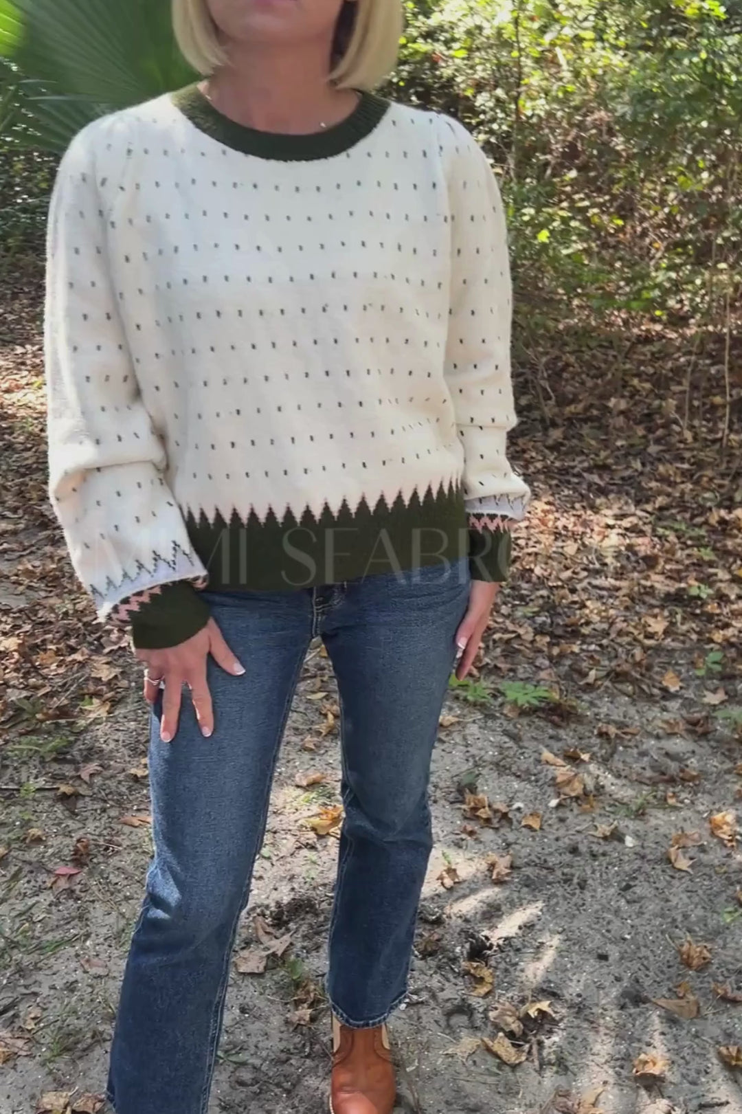 Cornell sweater, ivory green