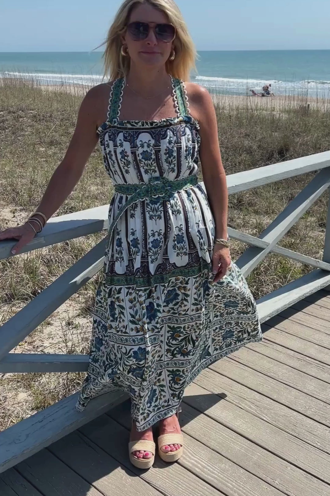 Manoela Off-White Sleeveless Belt Maxi Dress by Farm Rio