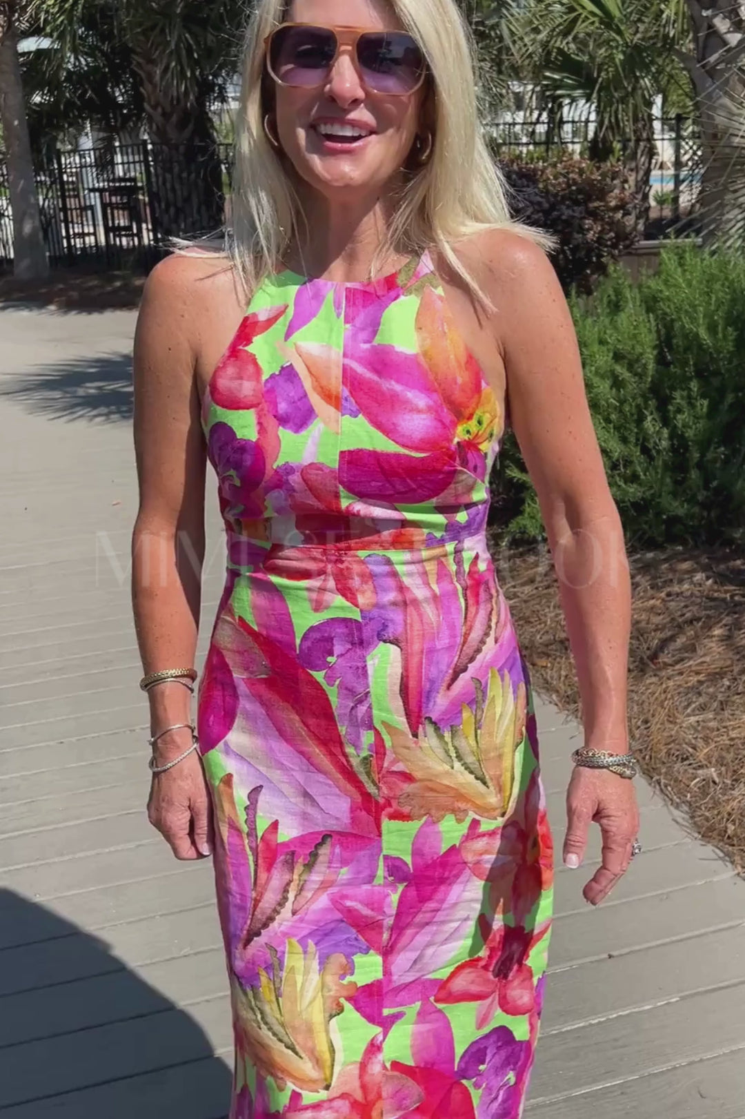 Artsy Flora Green Sleeveless Midi Dress by Farm Rio
