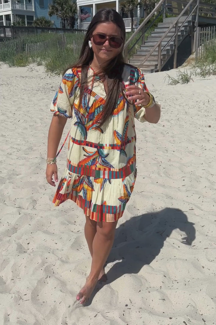 Orange Beach Dress, tropical print by King + Pitt