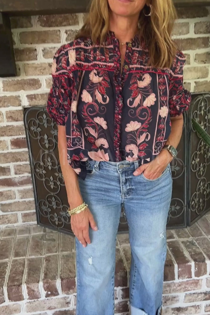 Boho Floral Scarf Blouse by Farm Rio