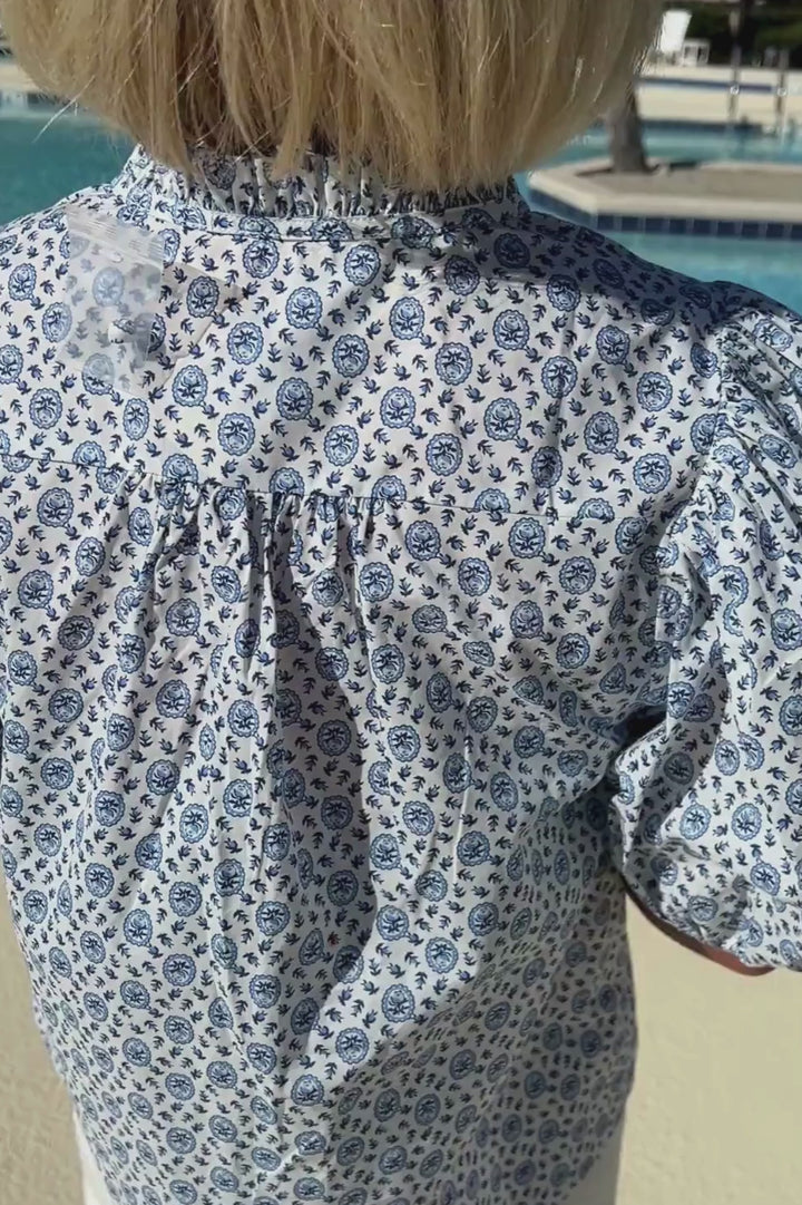 Sareea top, white/blue