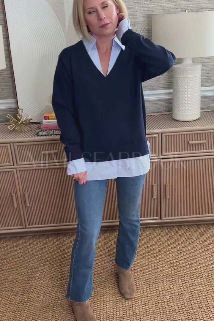 Whelan top, navy/blue