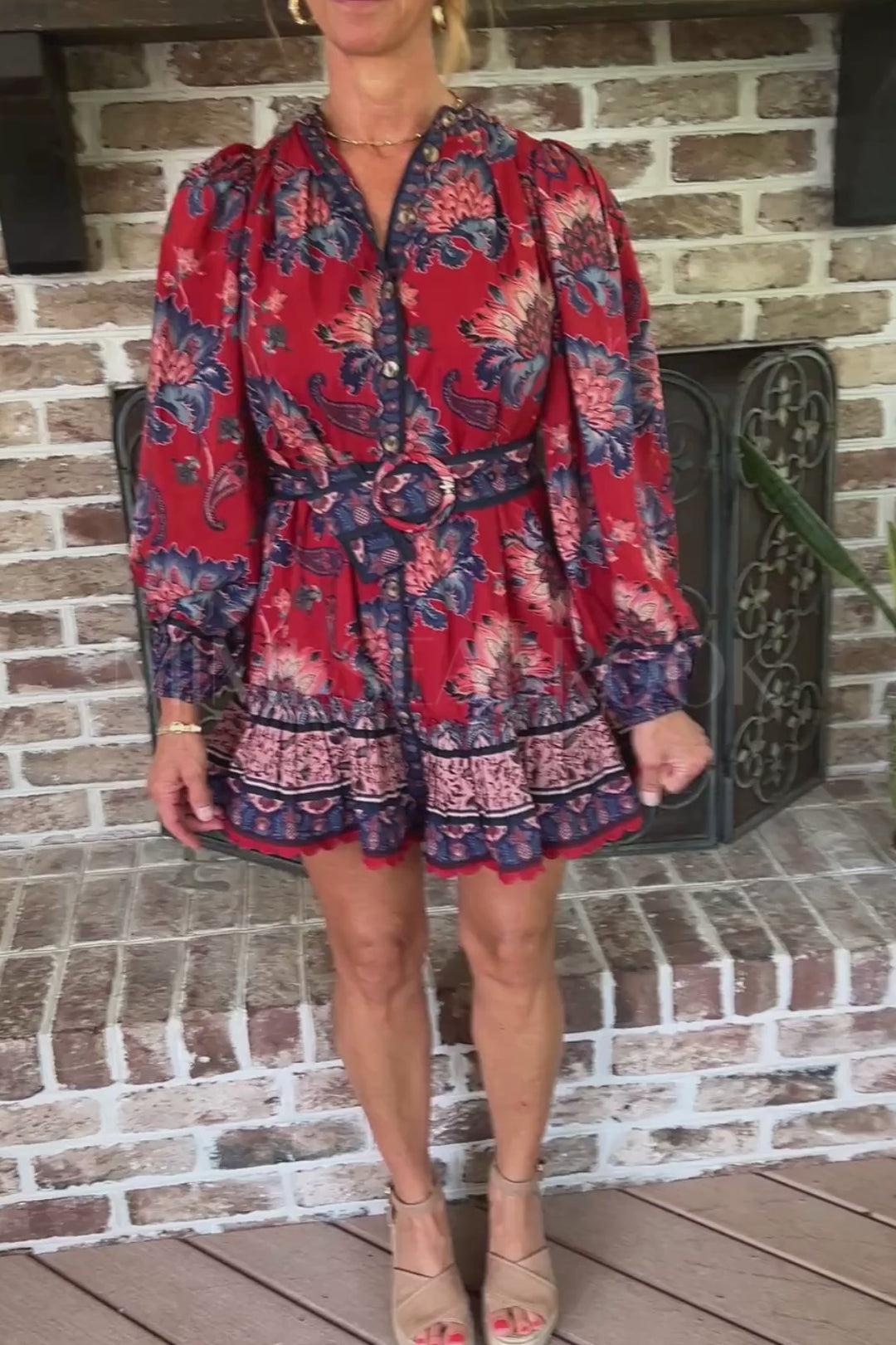 Luang Red Mini Dress by Farm Rio