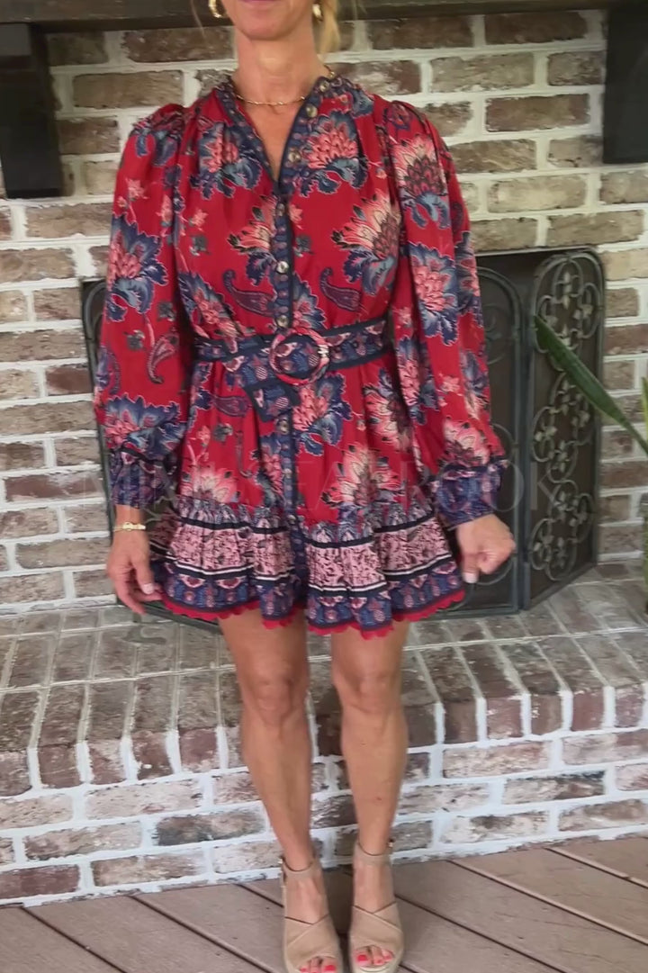 Luang Red Mini Dress by Farm Rio