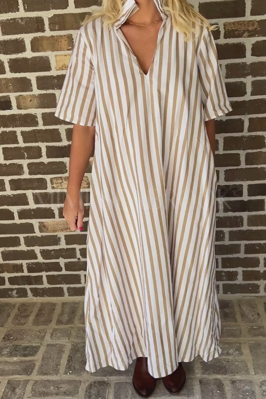 Amoco dress, brown stripe
