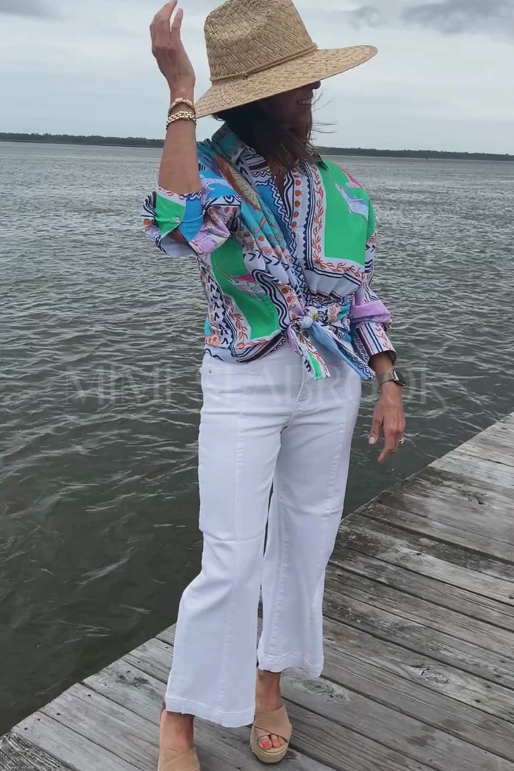 Boyfriend Shirt by King + Pitt, conch republic print