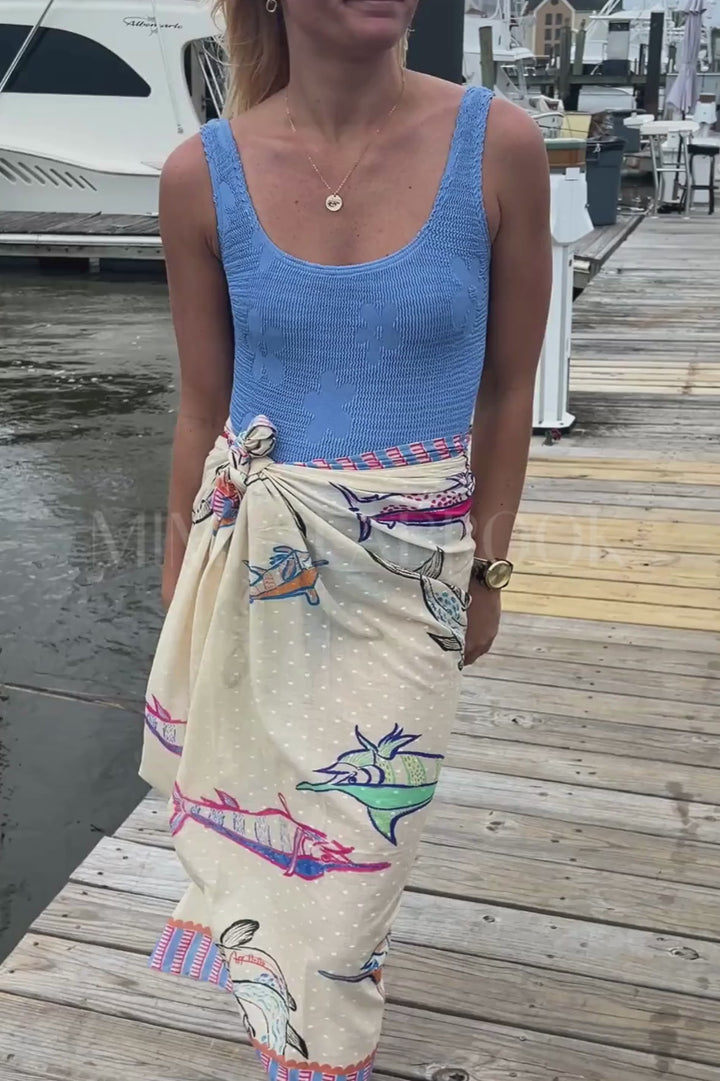 North Inlet Sarong by King + Pitt, chroma reef print