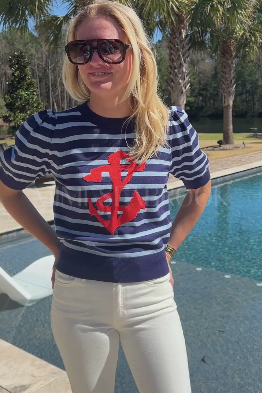 Seaton knit top, navy