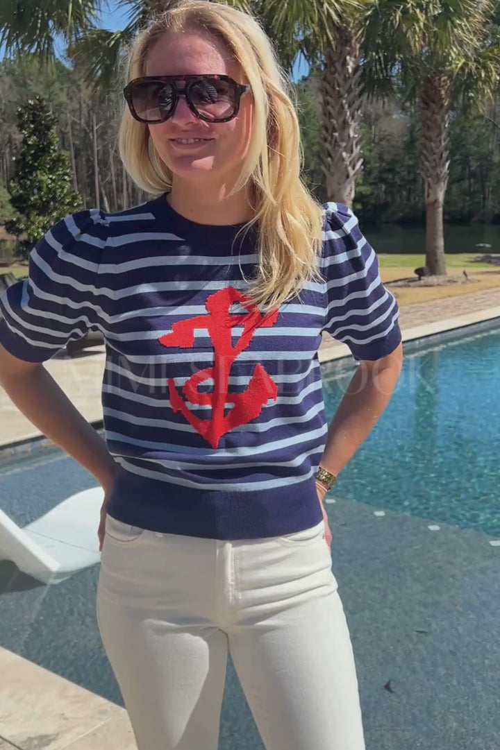 Seaton knit top, navy