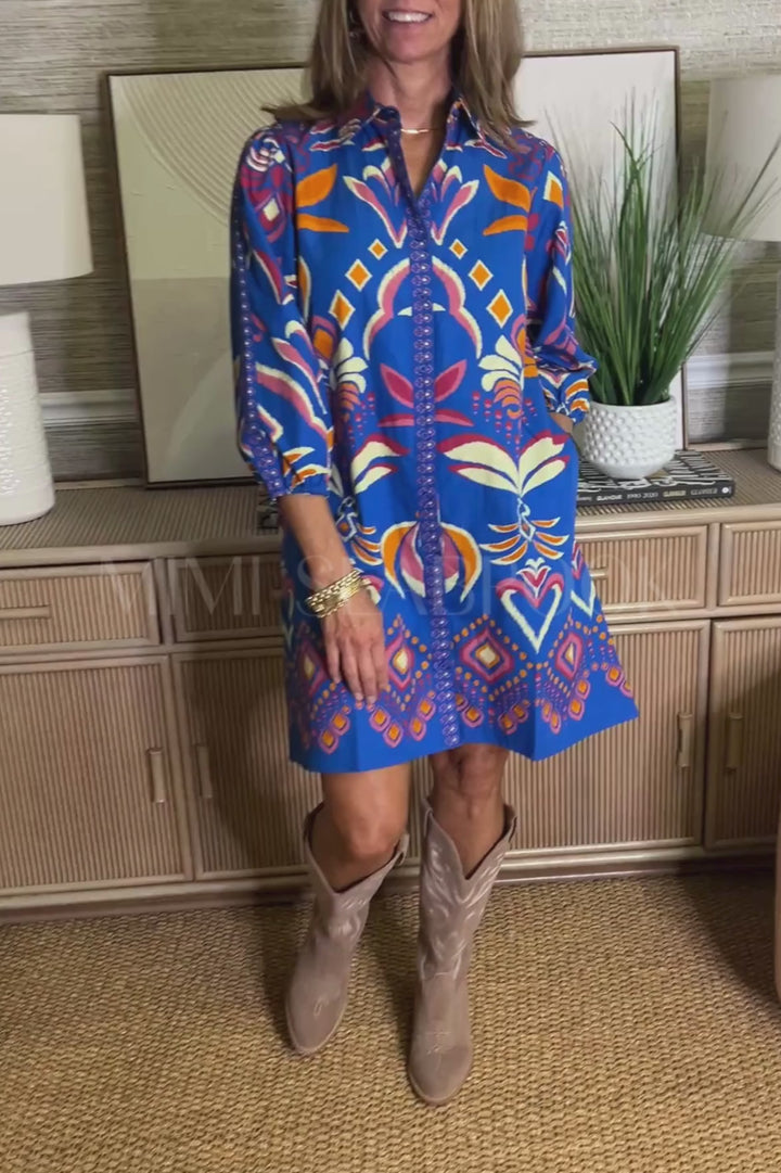 Carlisle dress, cobalt ikat