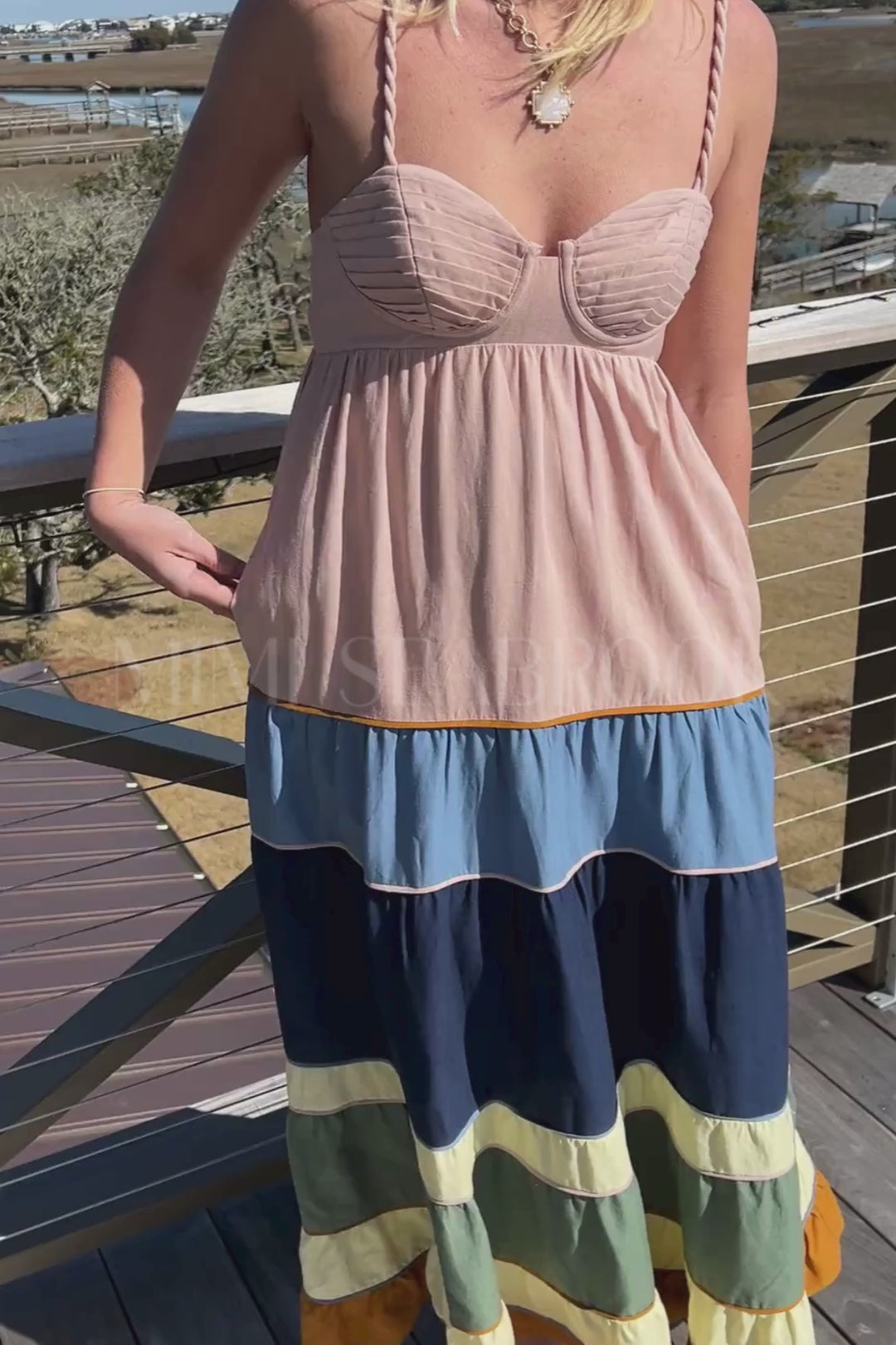 Colored Mix Pleated Maxi Dress by Farm Rio