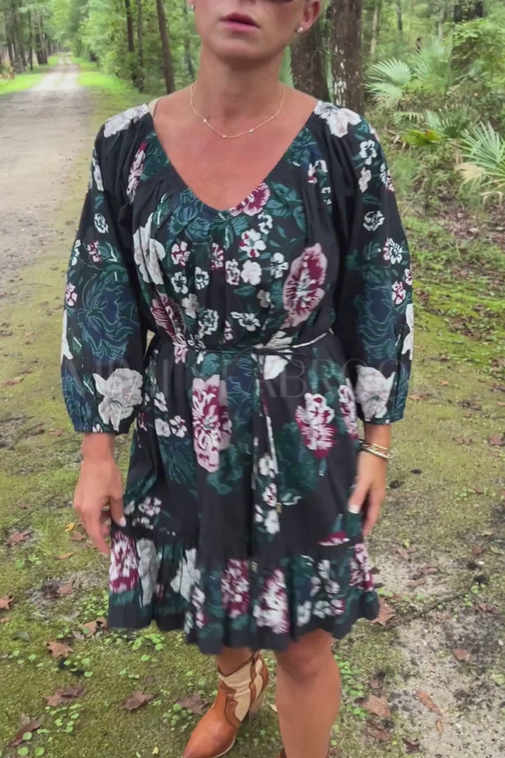 Vittoria Mini Dress, Juliet Ebony Print by Cleobella