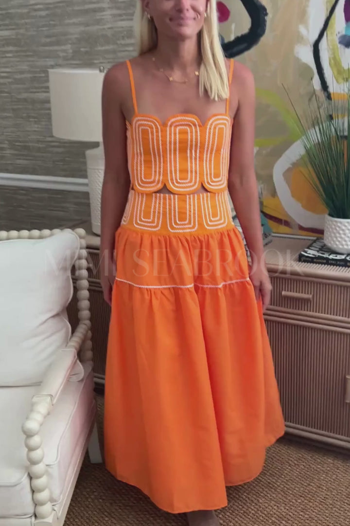 Burks top and skirt set, orange