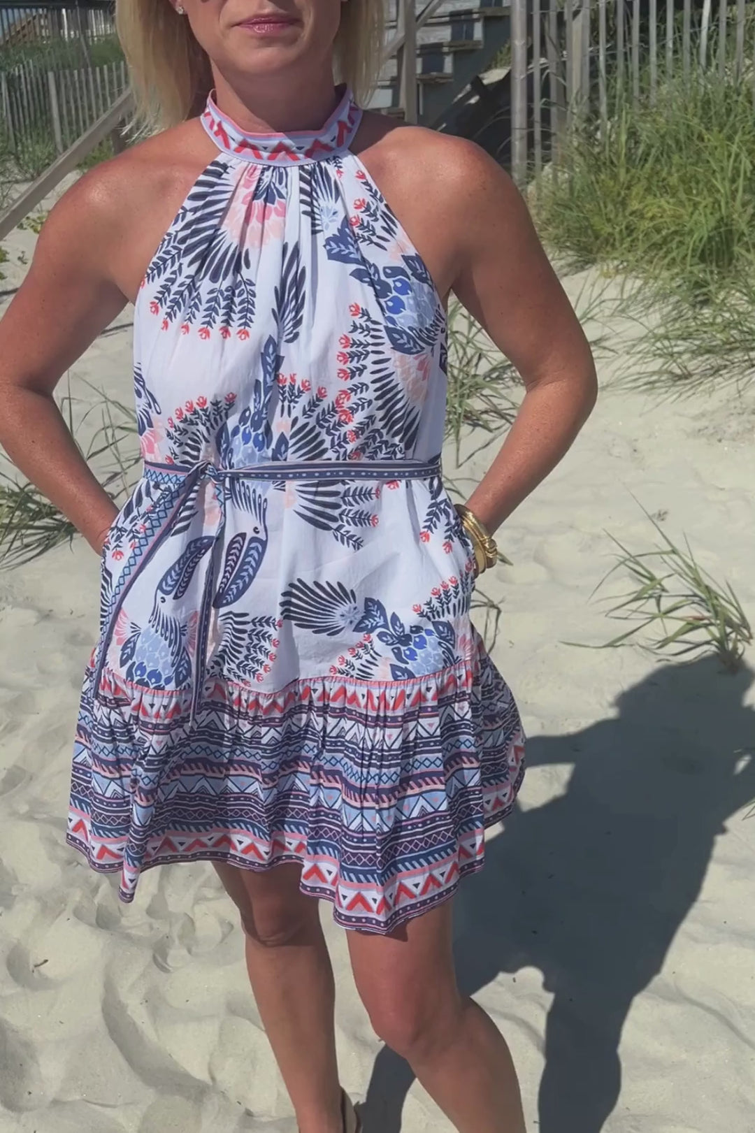 Siesta Key Beach Dress, aztec bird print by King + Pitt