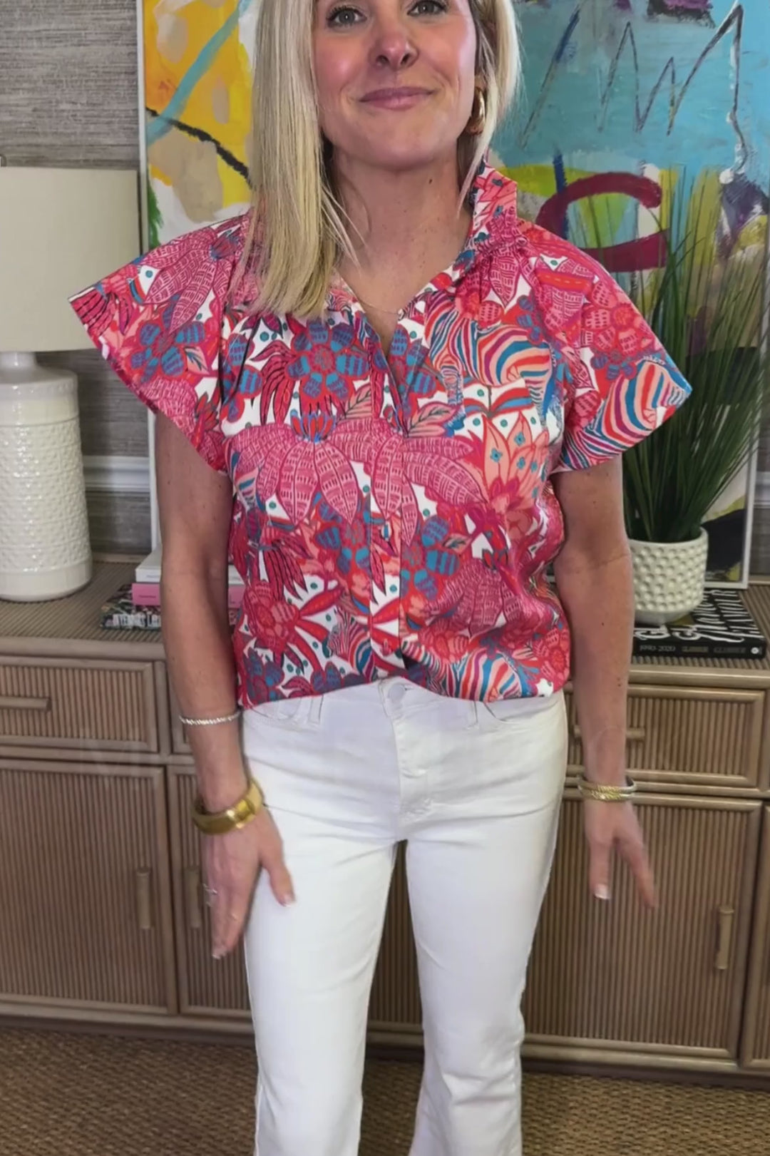 Adelyn Blouse, tropical trapeze by Victoria Dunn