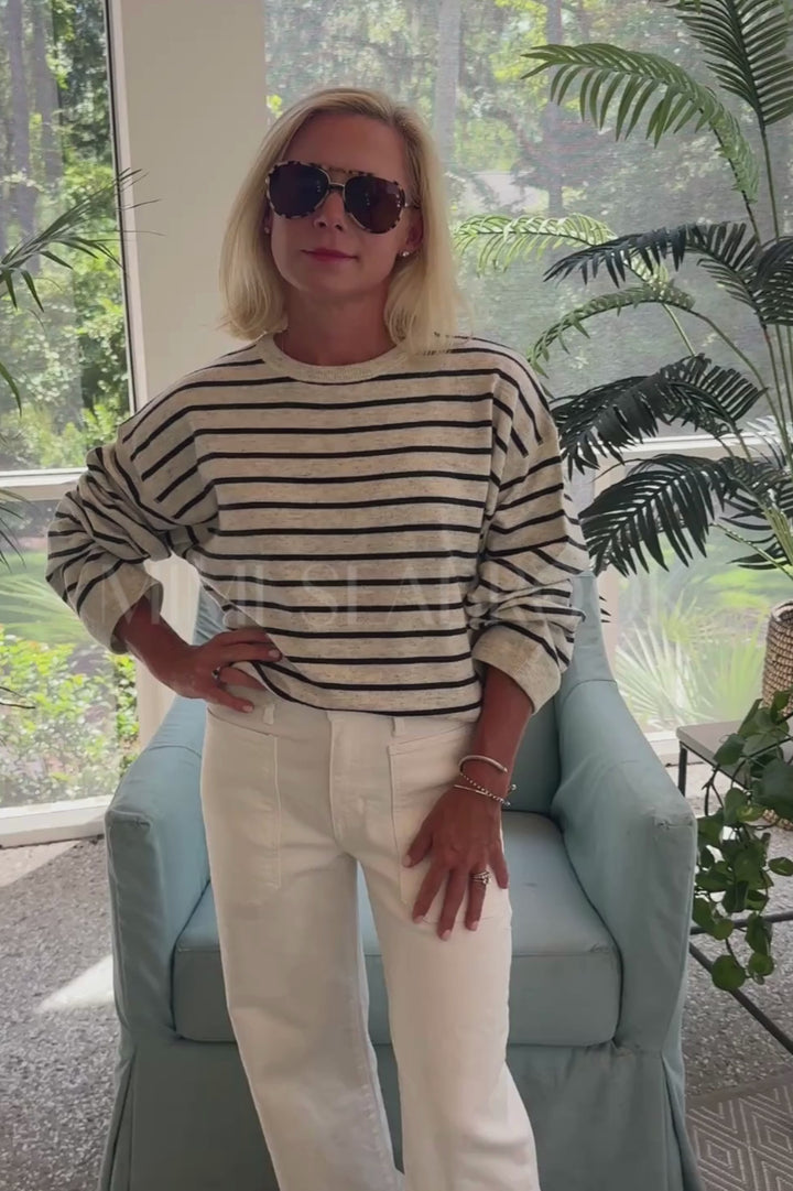 Ginny sweater, ivory/navy