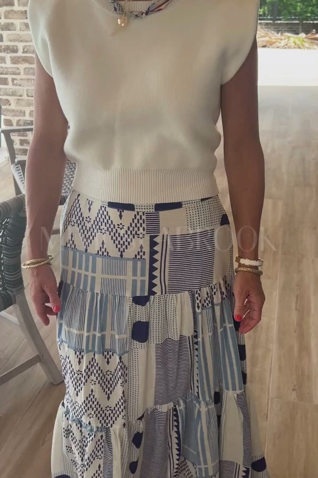 Cawley skirt, blue/white