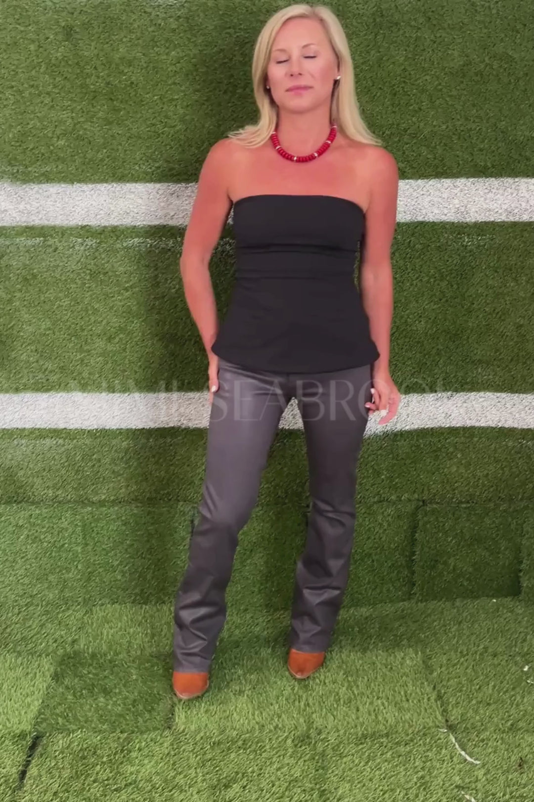 Nicole coated denim jeans, charcoal