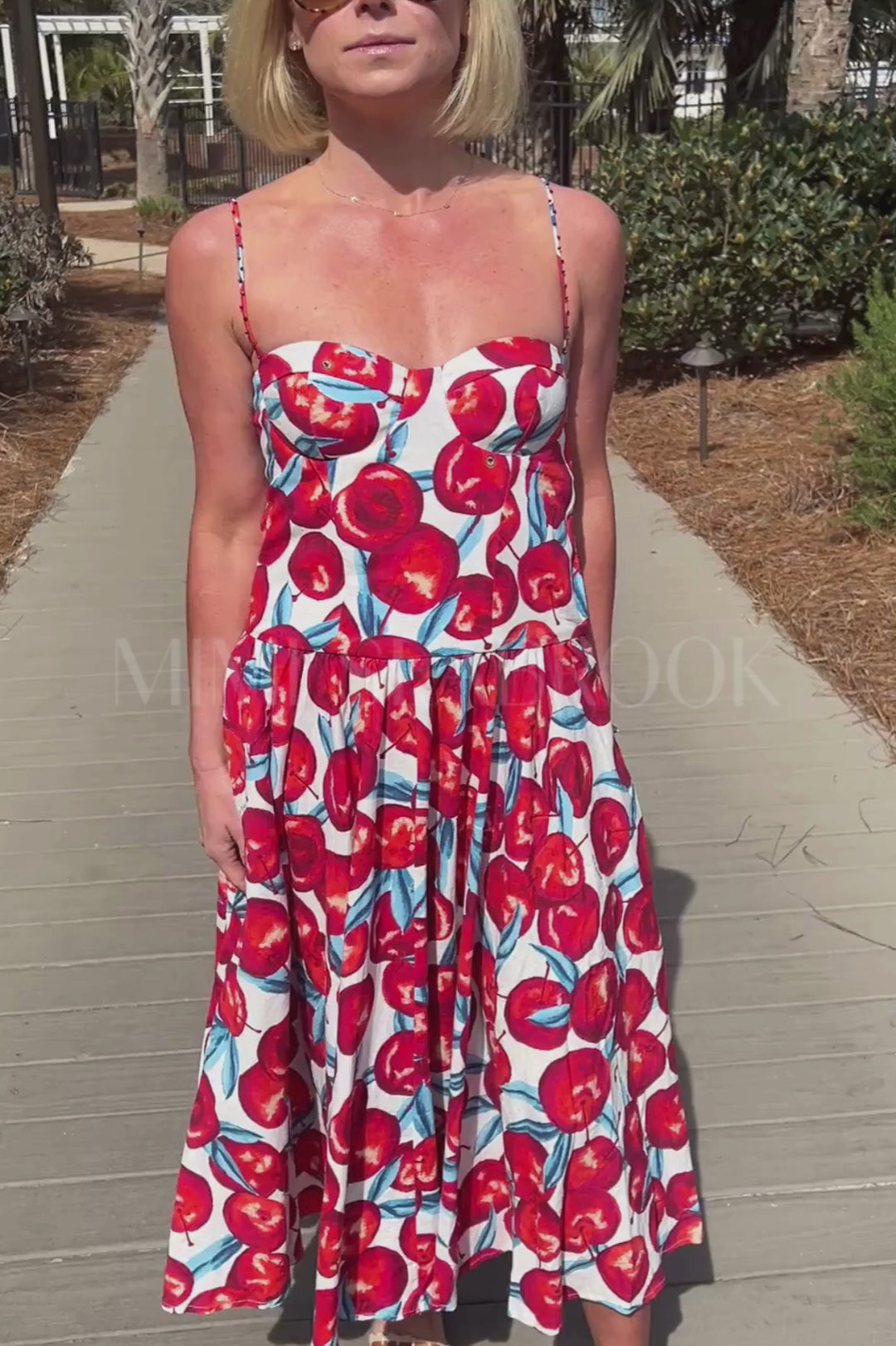 Cherry Blossom Sleeveless Midi Dress by Farm Rio