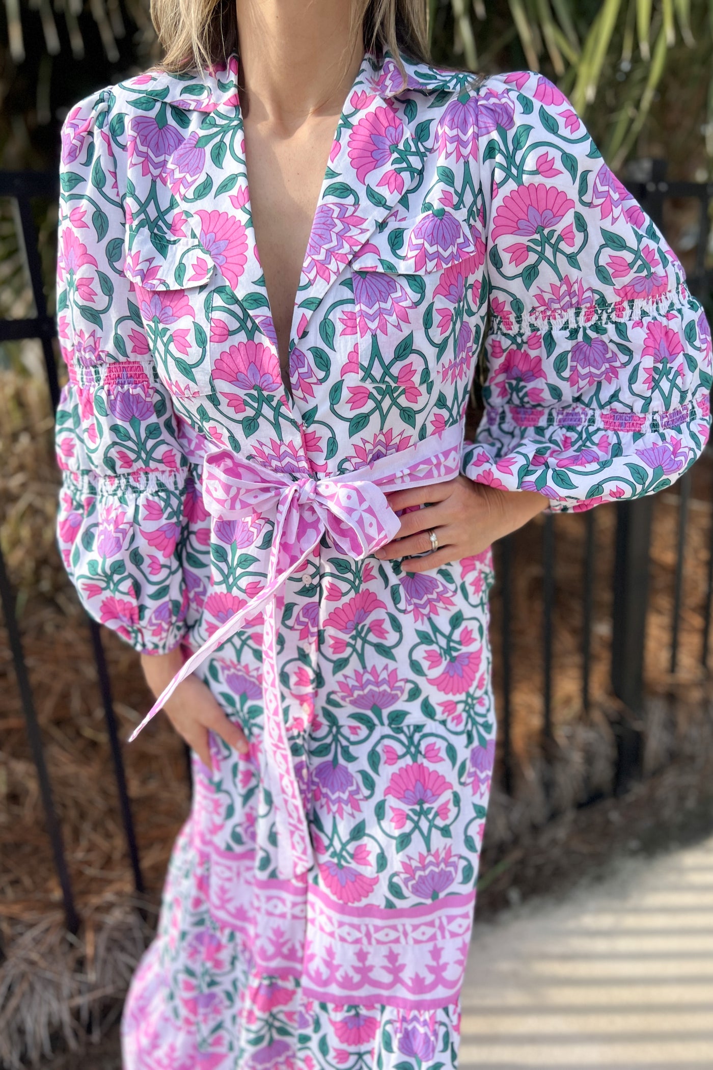 Tahiti Beach dress, pink floral print by King + Pitt
